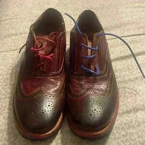 JD Fisk Mens Leather Dress Wingtip Oxfords Sz 8.5